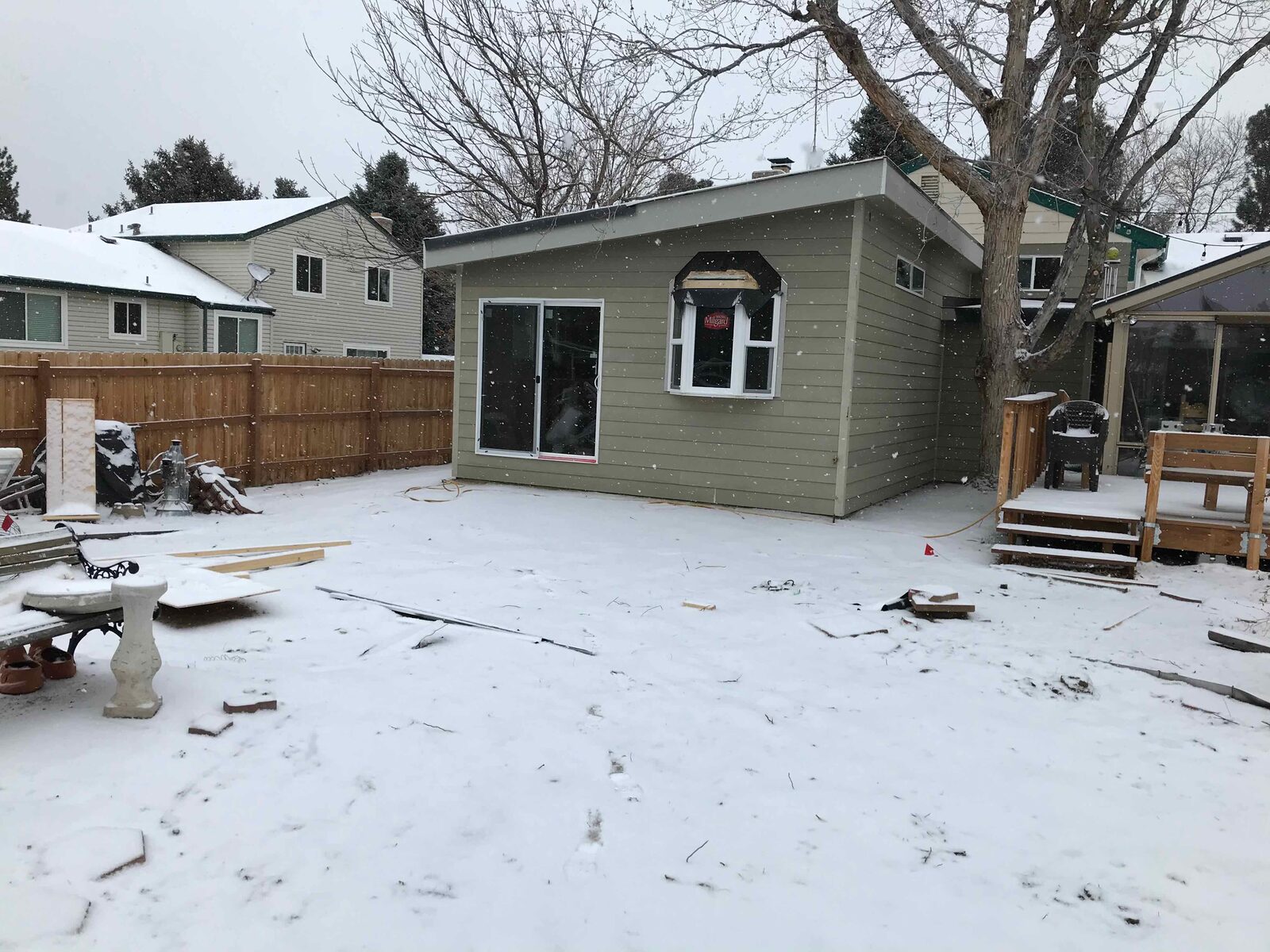Finished exterior siding.