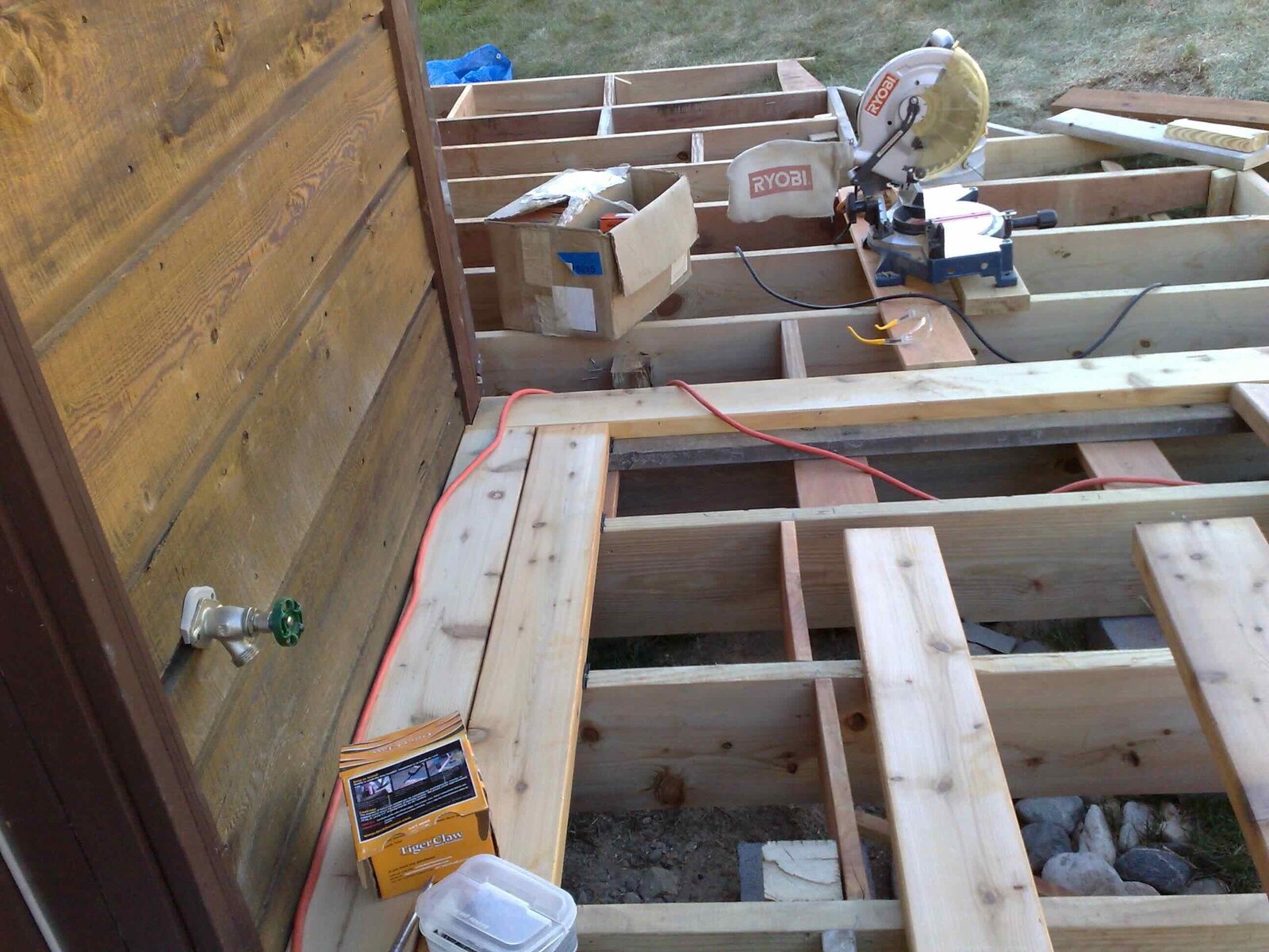 Framing anchored to the house.
