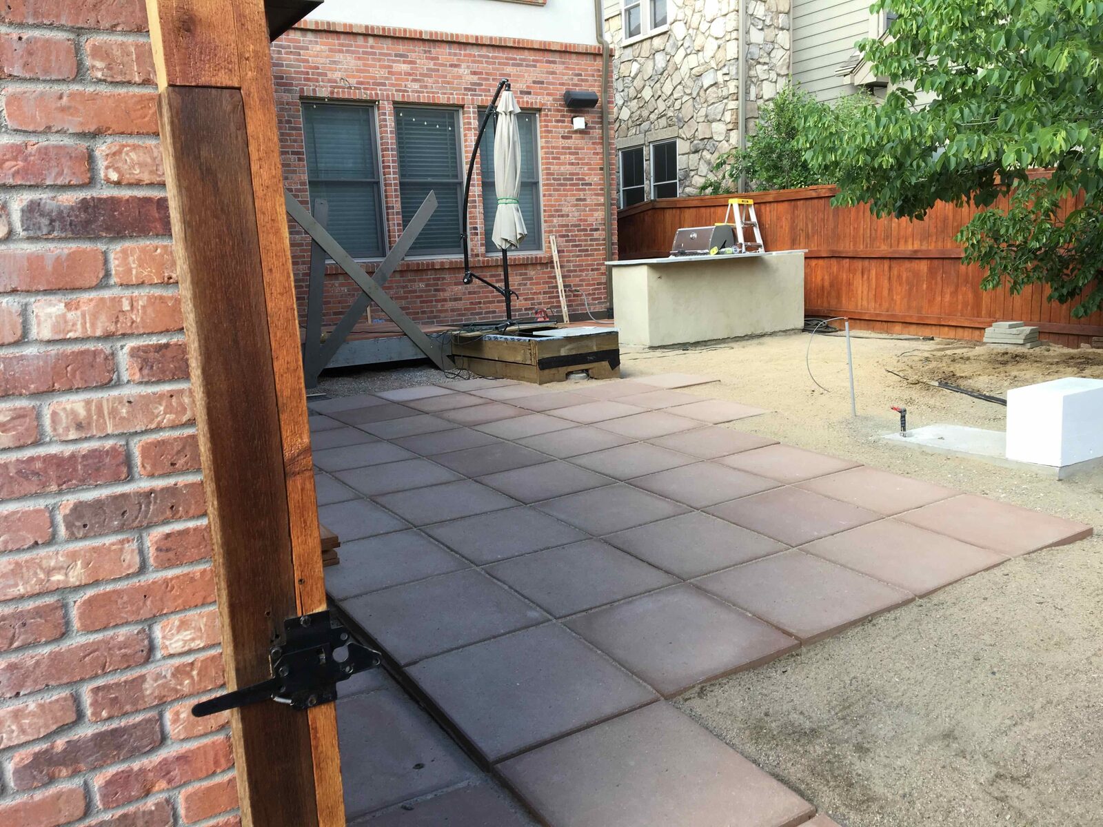 Stamped, colored concrete patio.