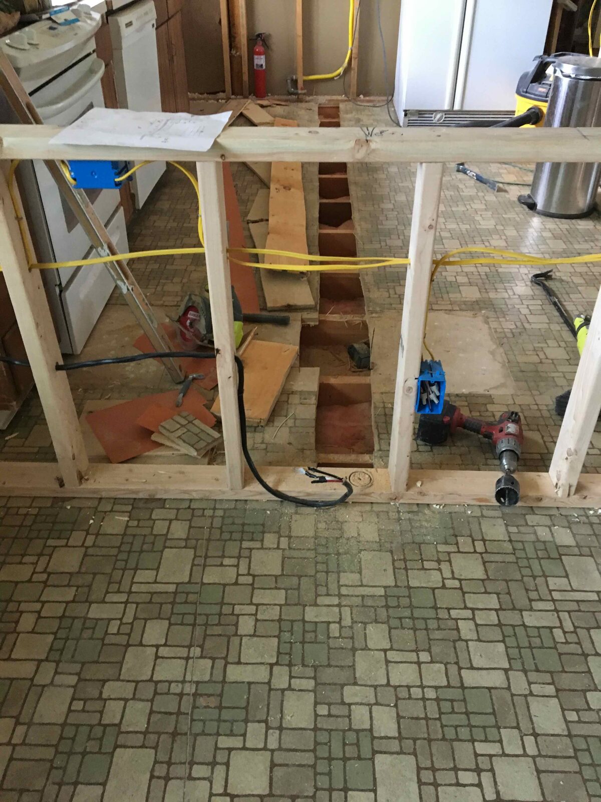 New plumbing and electrical roughed in.