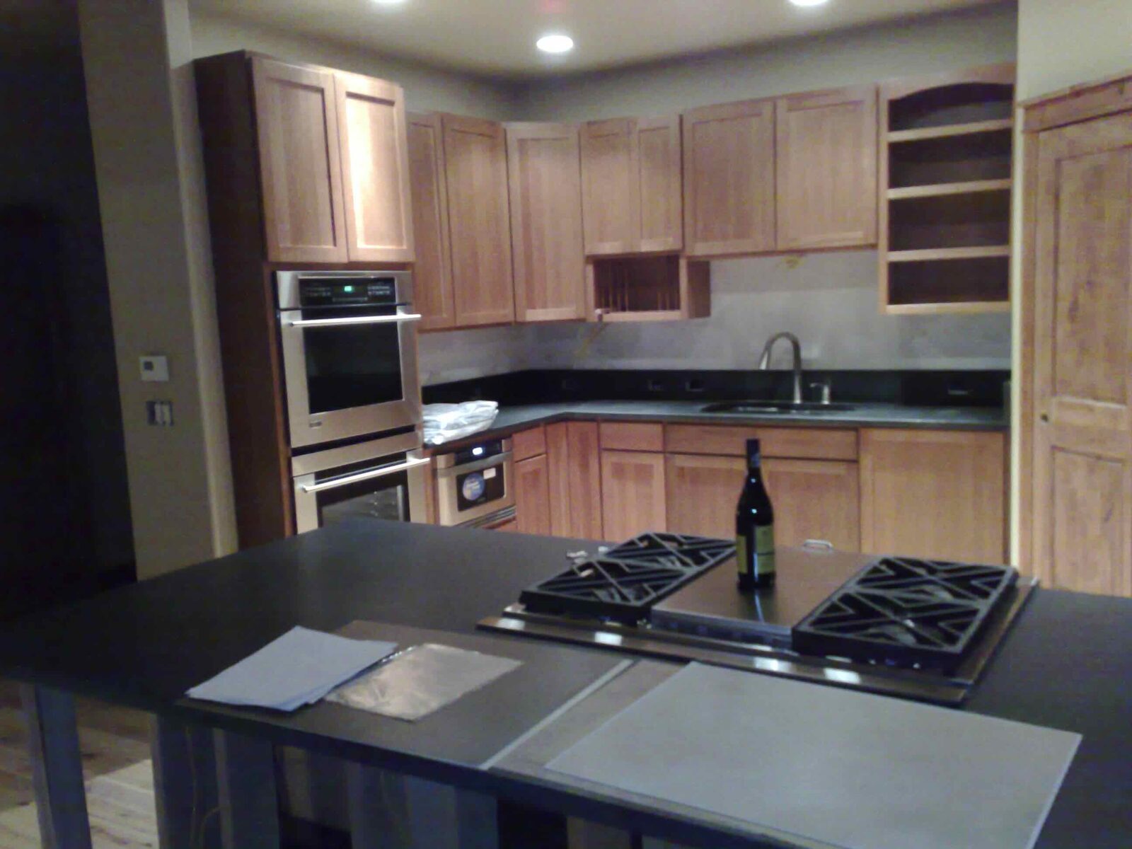 The island and gas cooktop.