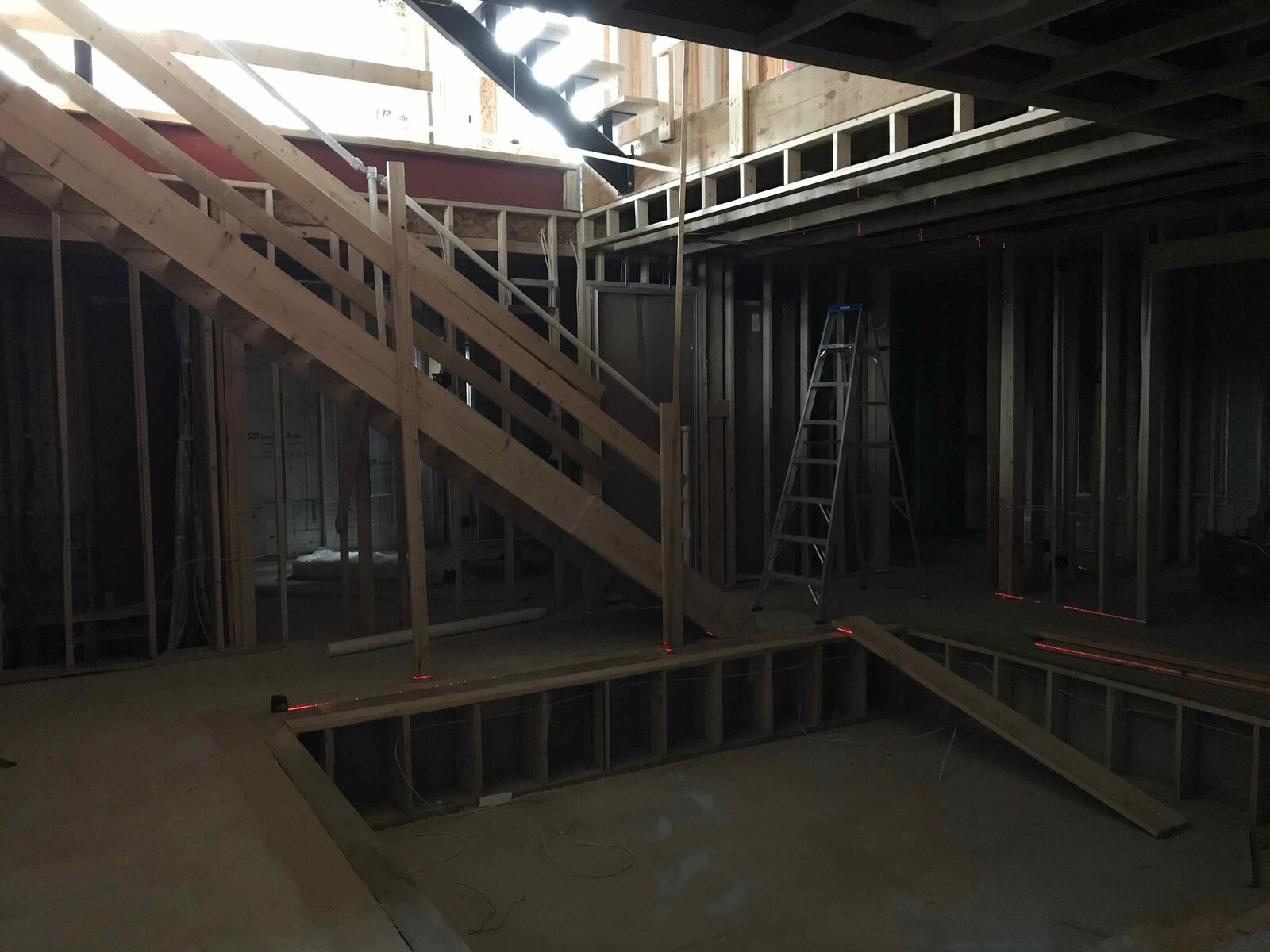 Framing the lounge and stair.
