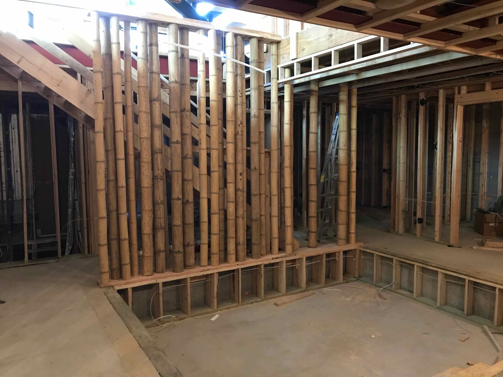 The bamboo wall taking shape.